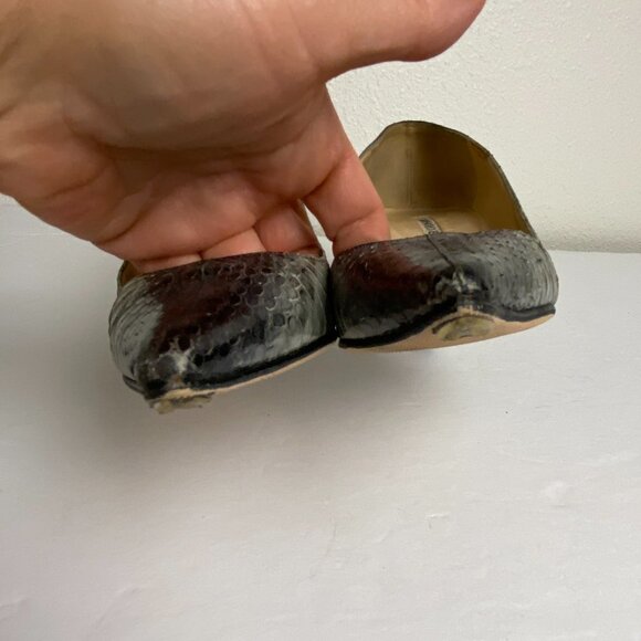 Manolo Blahnik Python Snake Print Heels Pumps Gray Black Sz EU 37.5 - Picture 5 of 9
